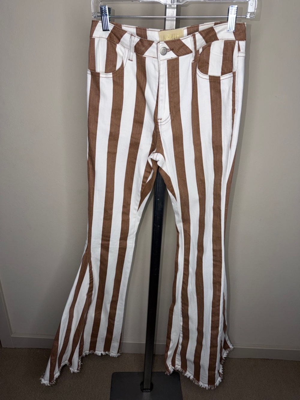 EUC Judith March Cognac Stripe Flare Pant Jeans Medium